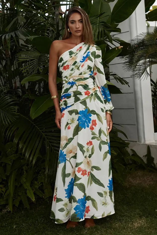 Runaway The Label Maxi Dresses FLORIA MAXI DRESS White Floral 8211 Women