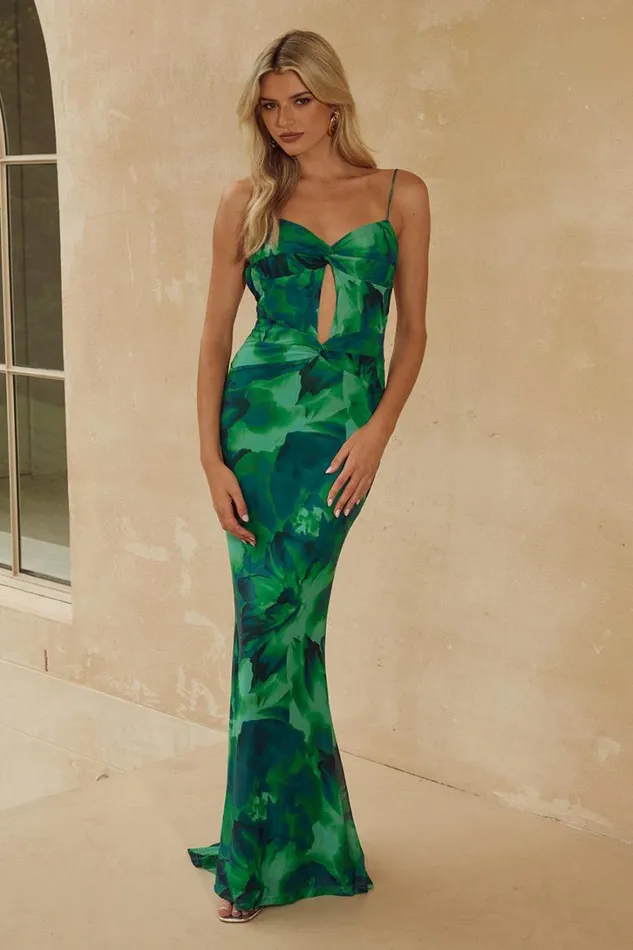 Runaway The Label Maxi Dresses MARLINI MAXI DRESS Green Floral 8211 Women