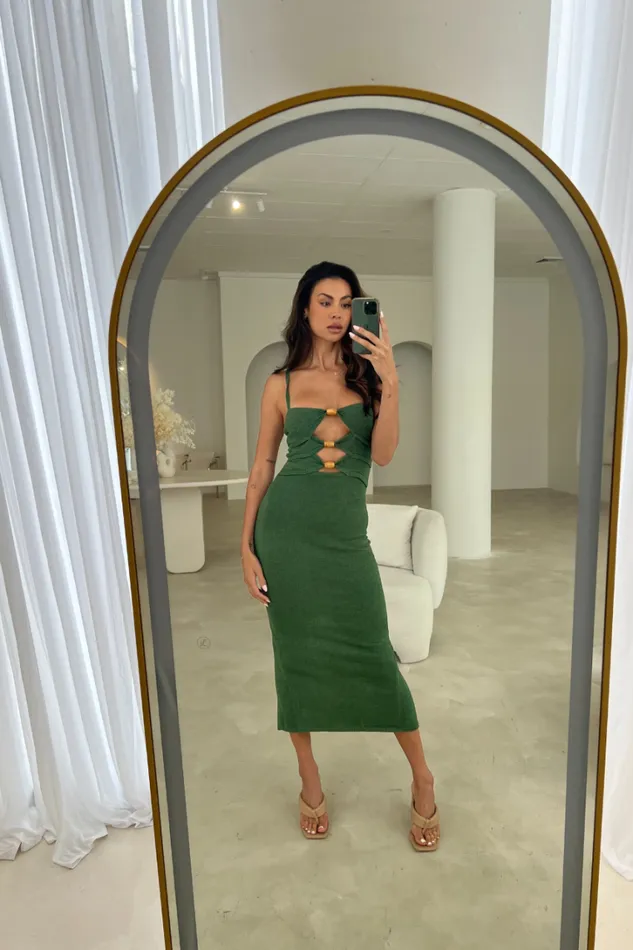 Runaway The Label Midi Dresses NORMANI MIDI DRESS Olive 8211 Women