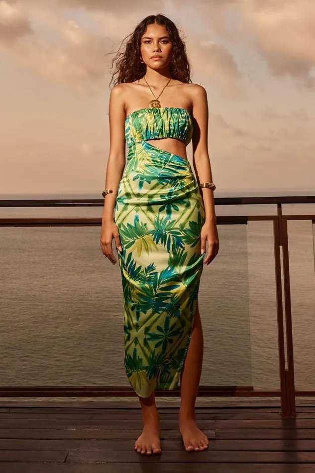 Runaway The Label Midi Dresses POSANTO MIDI DRESS Palm 8211 Women