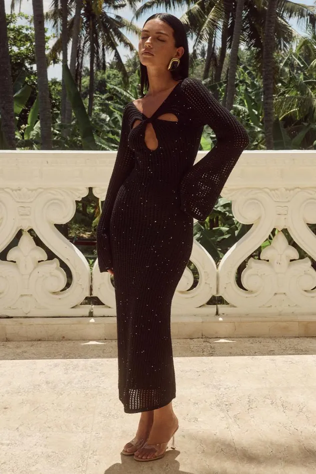 Runaway The Label Sequin Dresses IRINA MIDI DRESS Black 8211 Women