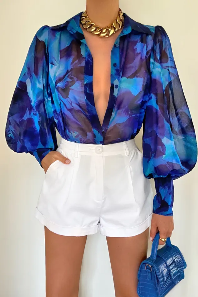 Runaway The Label Shirts and Blouses Calista Shirt Blue Floral 8211 Women