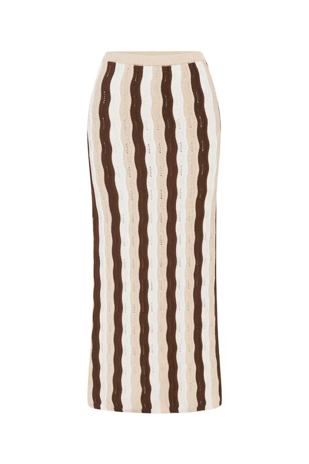 Runaway The Label Skirts BLANCHE MAXI SKIRT Choc Multi 8211 Women