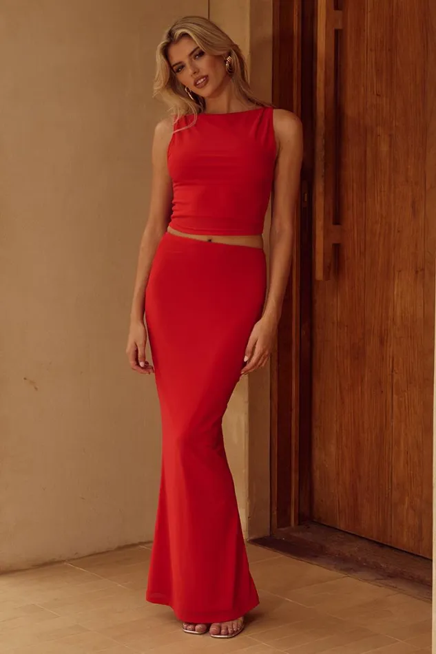 Runaway The Label Skirts ZARELA MAXI SKIRT Red 8211 Women