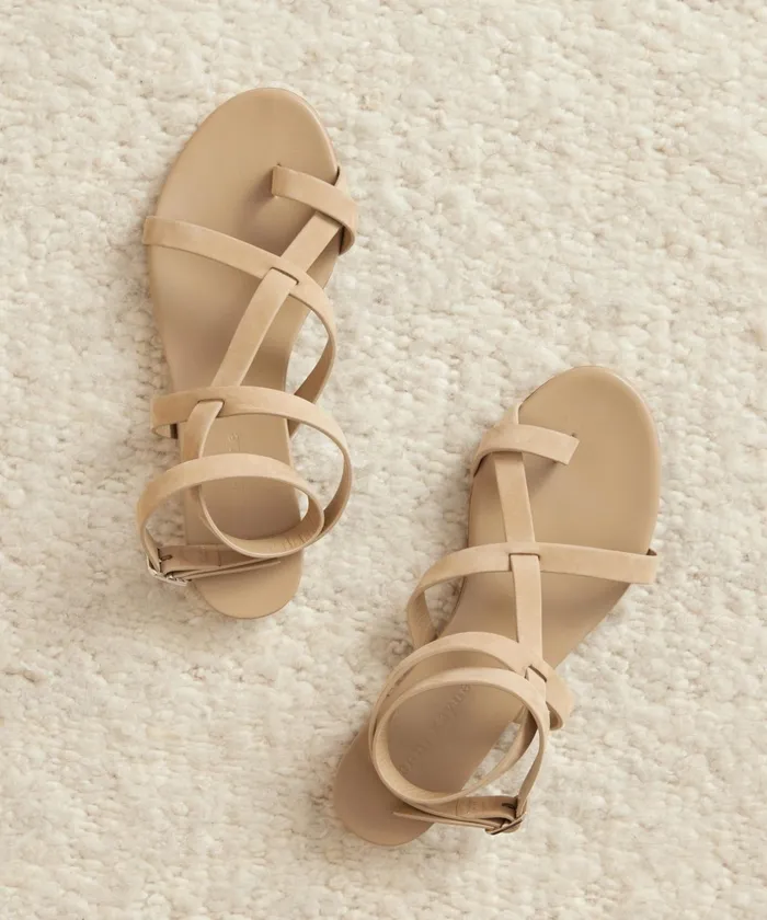 Sandals and Slides Women Jenni Kayne Oiled Leather Strappy Sandal Dark Sand