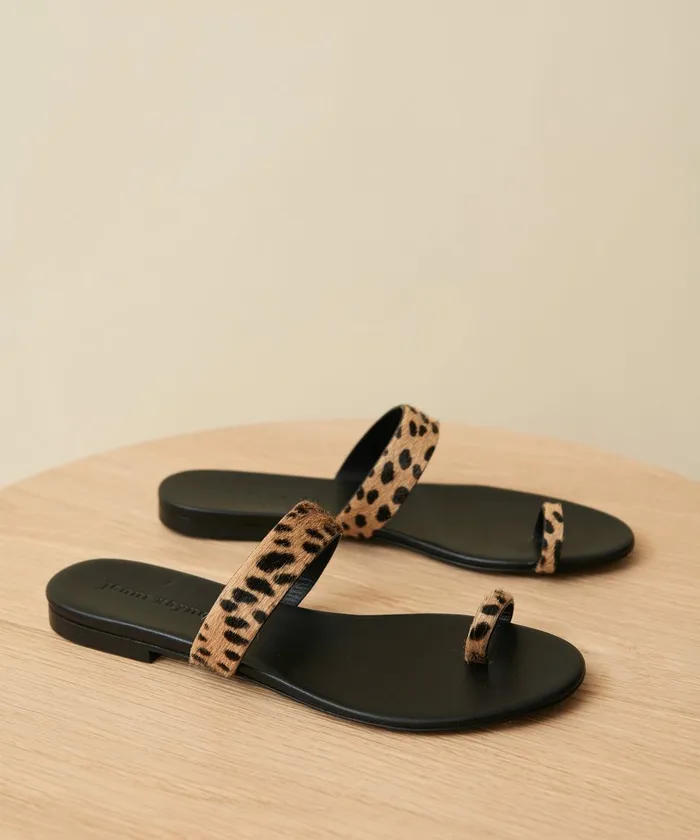 Sandals and Slides Women Jenni Kayne Pony Hair Strap Sandal Cheetah