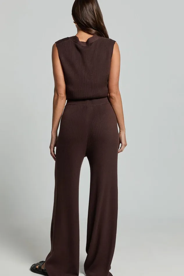 Sasha Pants 8211 Knitted High Waist Wide Leg Pants In Chocolate Women Showpo Pants