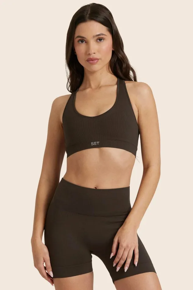 SET ACTIVE Activewear SCULPTFLEX POWER RACER BRA 8211 ESPRESSO 8211 Women