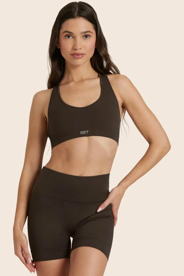 SET ACTIVE Activewear SCULPTFLEX POWER RACER BRA 8211 ESPRESSO 8211 Women