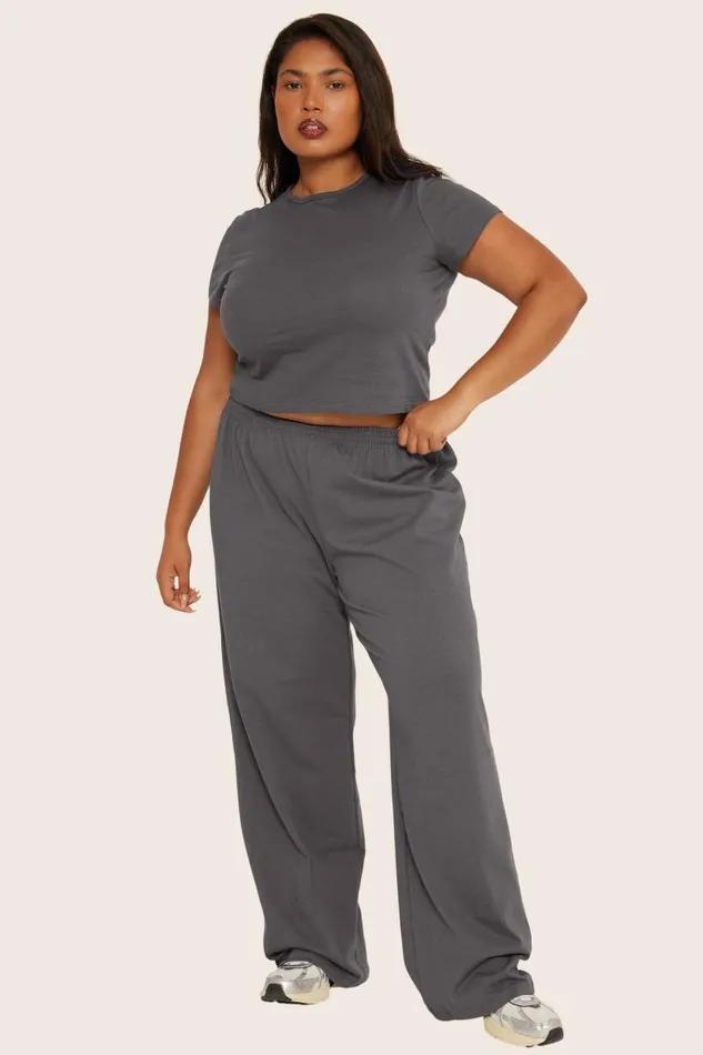 SET ACTIVE Bottoms HEAVY COTTON EASY PANTS 8211 GRAPHITE 8211 Women