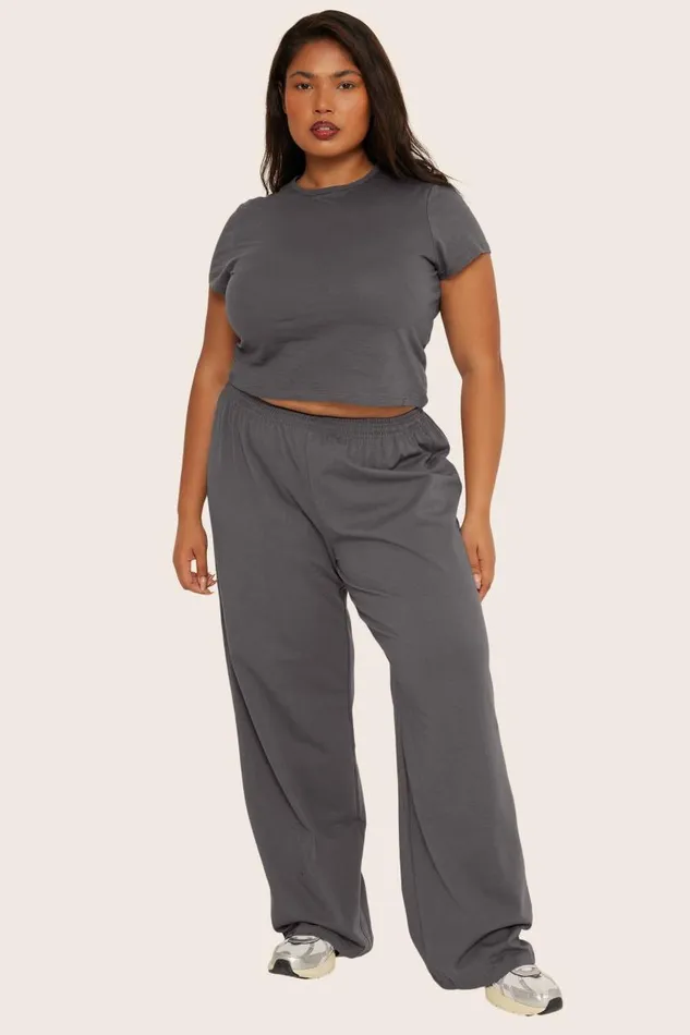 SET ACTIVE Bottoms HEAVY COTTON EASY PANTS 8211 GRAPHITE 8211 Women