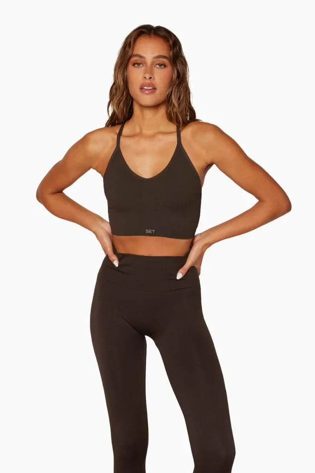 SET ACTIVE Bras Tops SCULPTFLEX POWER RIBBED V BRA 8211 ESPRESSO 8211 Women