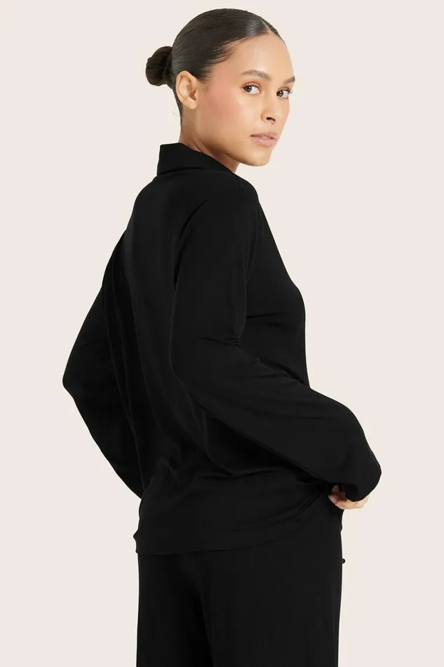 SET ACTIVE Lounge SLEEP JERSEY SLEEP BUTTON DOWN 8211 ONYX 8211 Women