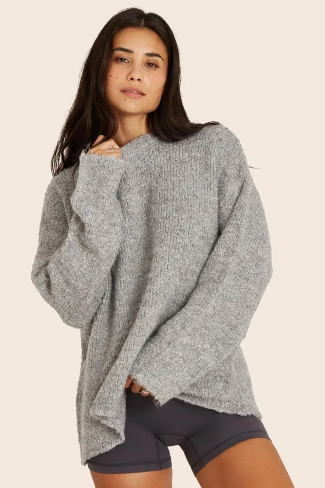 SET ACTIVE Sweaters Knitwear BOUCL OVERSIZED CREWNECK SWEATER 8211 HEATHER GREY 8211 Women