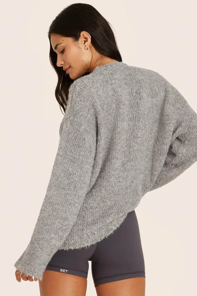 SET ACTIVE Sweaters Knitwear BOUCL OVERSIZED CREWNECK SWEATER 8211 HEATHER GREY 8211 Women