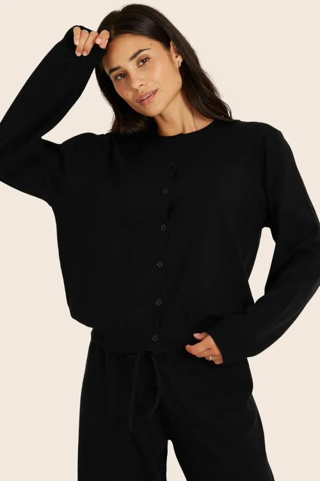 SET ACTIVE Sweaters Knitwear FLAT KNIT EVERYDAY CARDIGAN 8211 ONYX 8211 Women