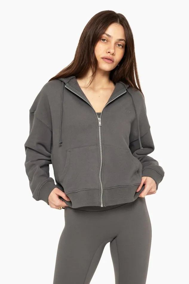 SET ACTIVE Sweats HEAVYWEIGHT SWEATS ZIP HOODIE 8211 GRAPHITE 8211 Women