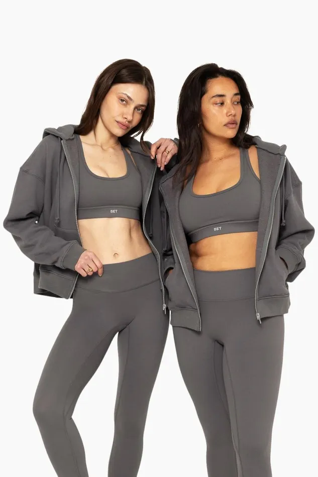 SET ACTIVE Sweats HEAVYWEIGHT SWEATS ZIP HOODIE 8211 GRAPHITE 8211 Women
