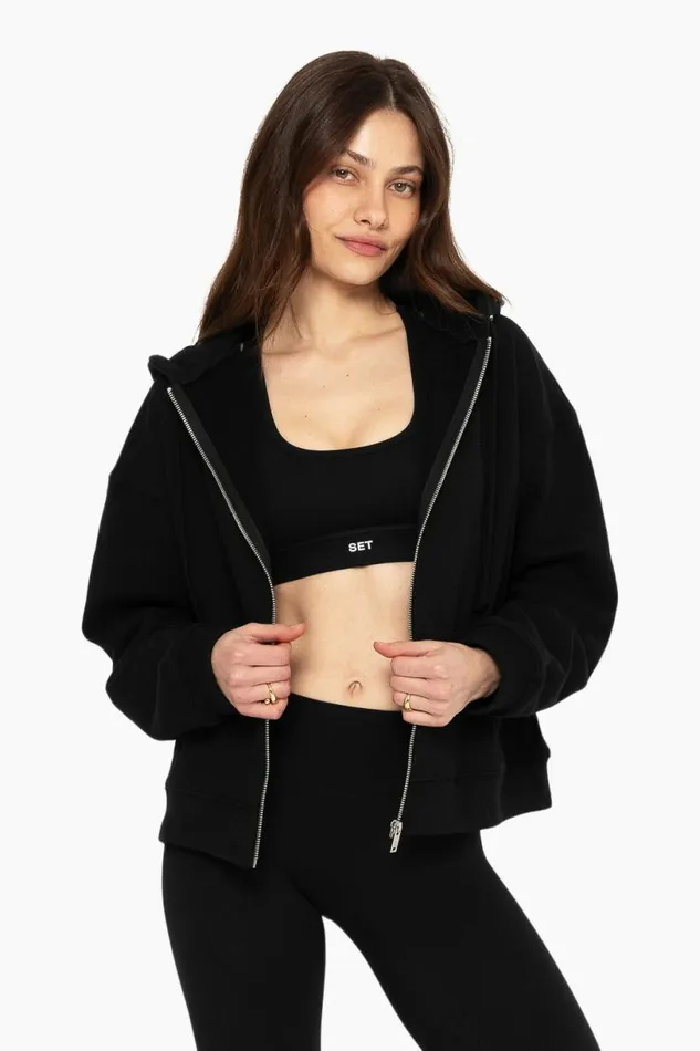SET ACTIVE Sweats HEAVYWEIGHT SWEATS ZIP HOODIE 8211 ONYX 8211 Women