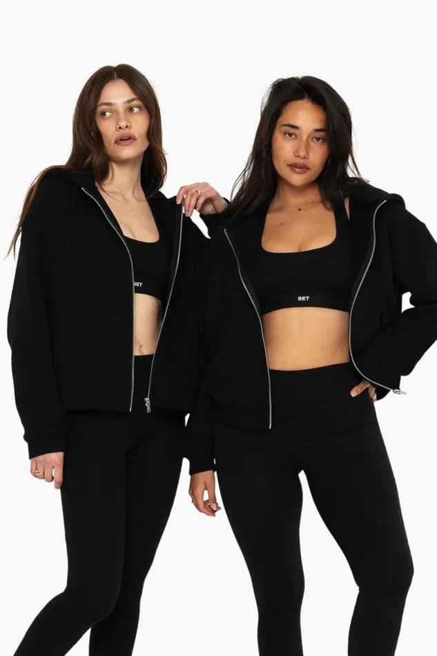 SET ACTIVE Sweats HEAVYWEIGHT SWEATS ZIP HOODIE 8211 ONYX 8211 Women