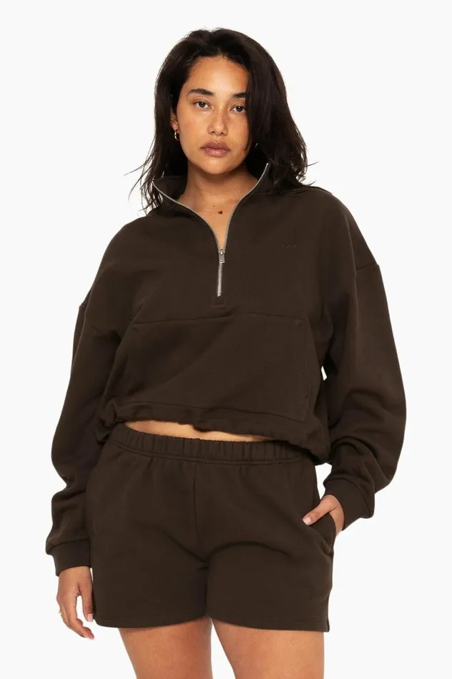 SET ACTIVE Tops HEAVYWEIGHT SWEATS HALF ZIP 8211 ESPRESSO 8211 Women