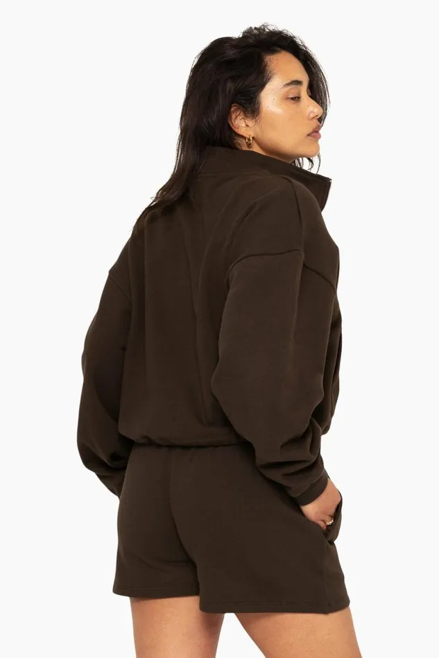 SET ACTIVE Tops HEAVYWEIGHT SWEATS HALF ZIP 8211 ESPRESSO 8211 Women