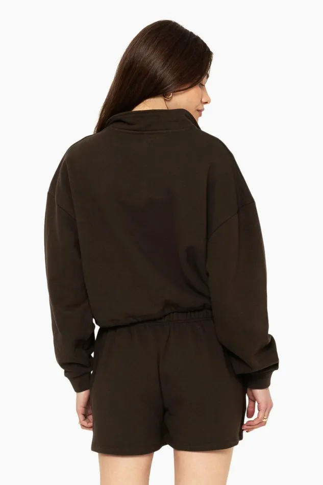 SET ACTIVE Tops HEAVYWEIGHT SWEATS HALF ZIP 8211 ESPRESSO 8211 Women