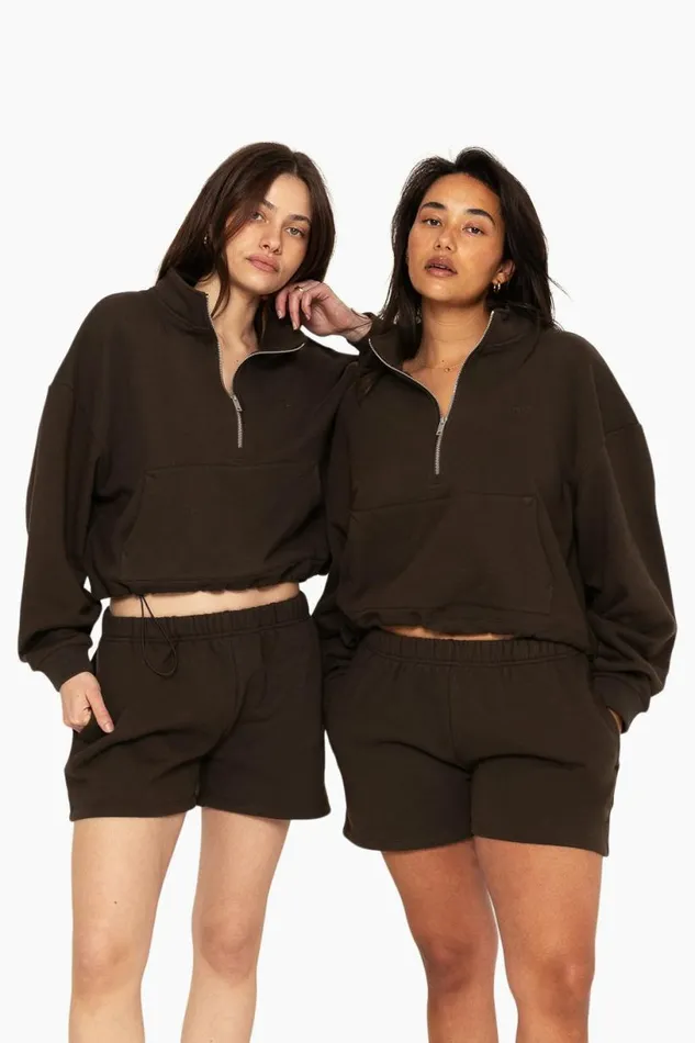 SET ACTIVE Tops HEAVYWEIGHT SWEATS HALF ZIP 8211 ESPRESSO 8211 Women