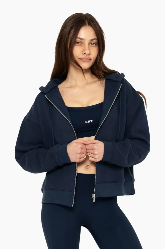 SET ACTIVE Tops HEAVYWEIGHT SWEATS ZIP HOODIE 8211 OXFORD 8211 Women