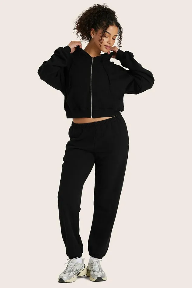 SET ACTIVE Tops LIGHTWEIGHT SWEATS CLASSIC ZIP HOODIE 8211 ONYX 8211 Women