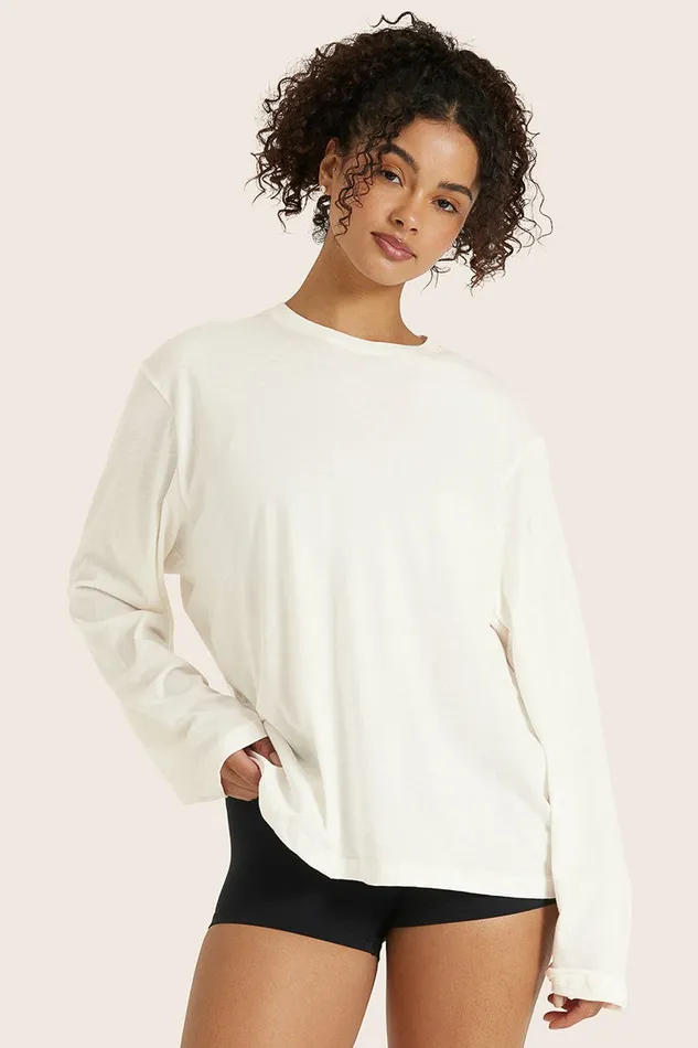 SET ACTIVE Tops Tanks Tees CLASSIC COTTON DAILY LONG SLEEVE 8211 BLANC 8211 Women