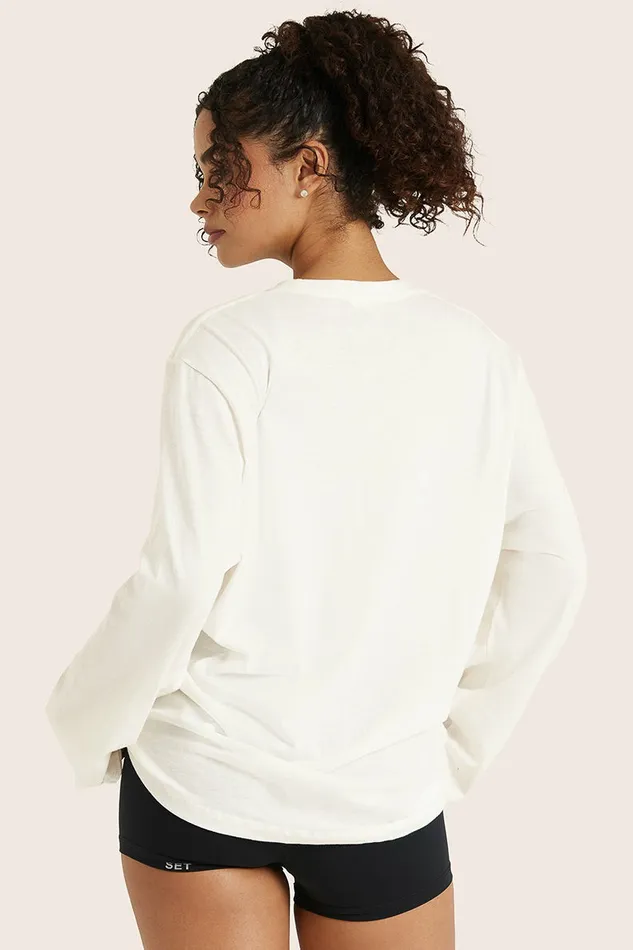 SET ACTIVE Tops Tanks Tees CLASSIC COTTON DAILY LONG SLEEVE 8211 BLANC 8211 Women