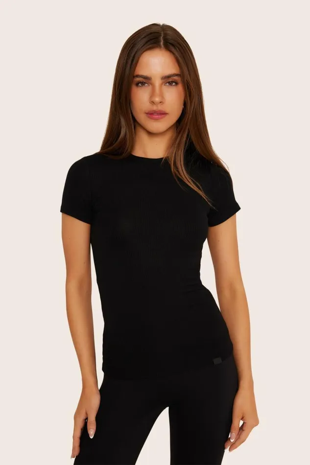 SET ACTIVE Tops Tanks Tees RIBBED MODAL BODY TEE 8211 ONYX 8211 Women