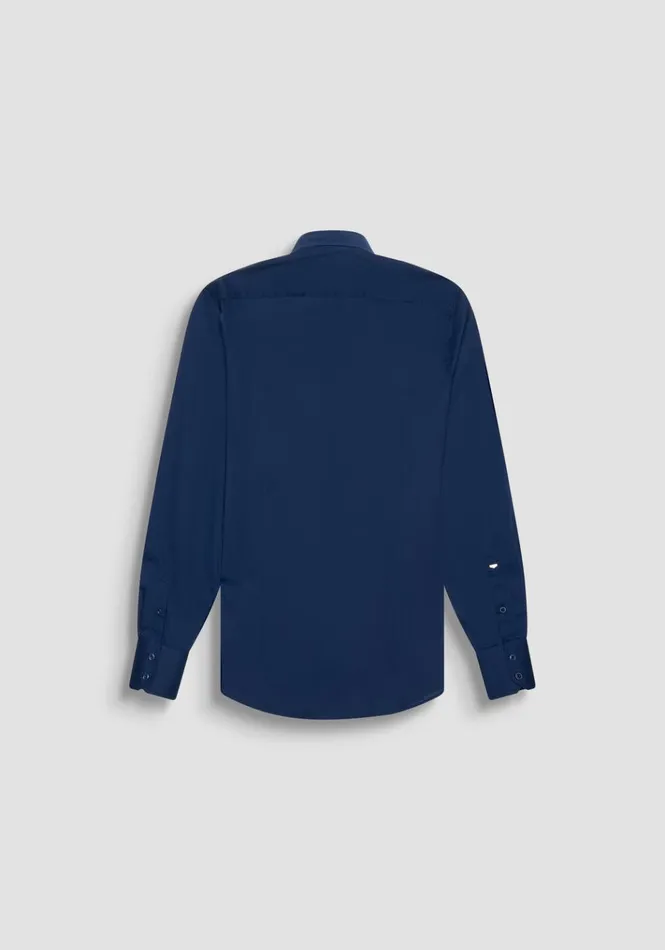 Shirts Men Antony Morato Milano Super Slim Fit Soft Feel Stretch Cotton Poplin Shirt Blue Navy