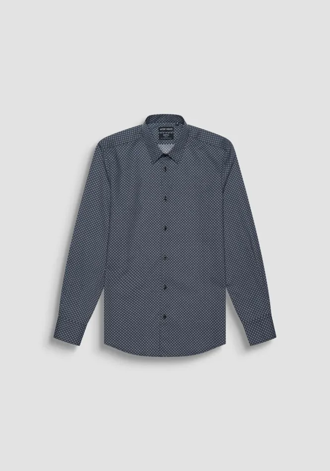 Shirts Men Antony Morato Napoli Slim Fit Printed Cotton Shirt Anthracite