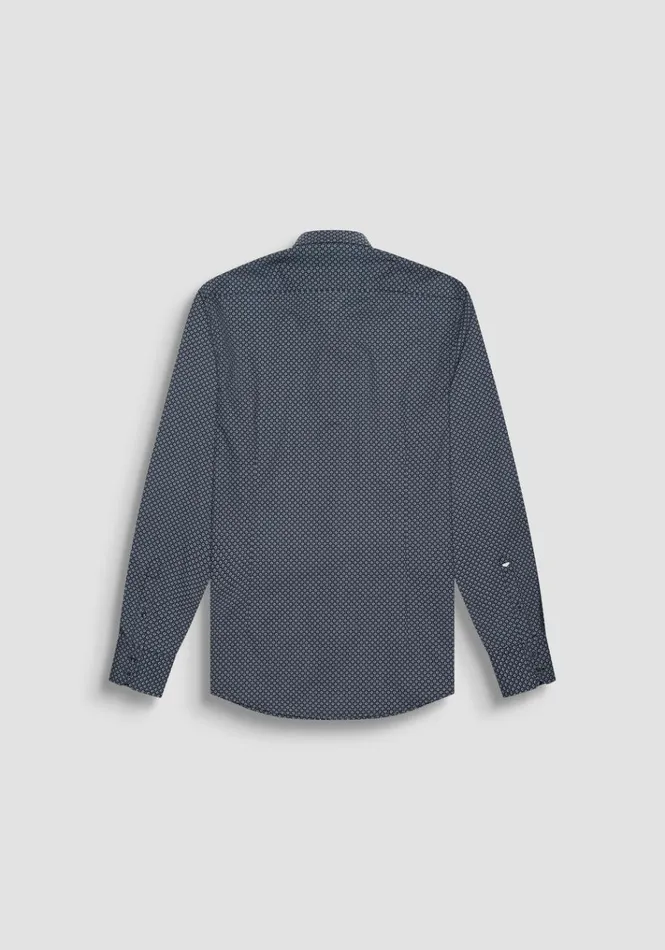 Shirts Men Antony Morato Napoli Slim Fit Printed Cotton Shirt Anthracite