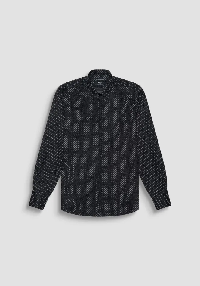 Shirts Men Antony Morato Napoli Slim Fit Printed Cotton Shirt Black