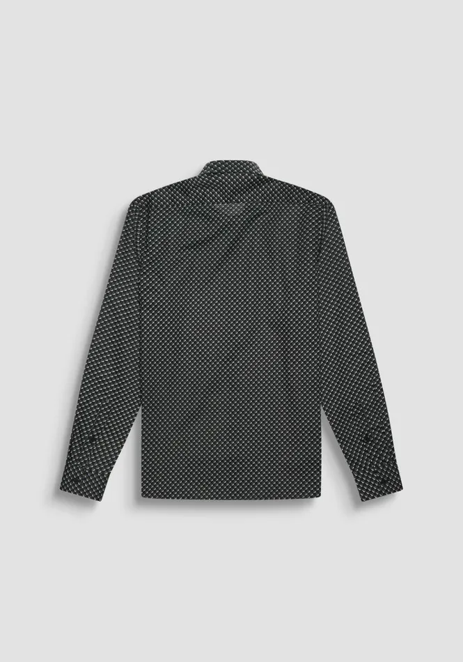 Shirts Men Antony Morato Regular Fit 034Barcelona034 Straight Cut Shirt In Micro Patterned Cotton Army Green