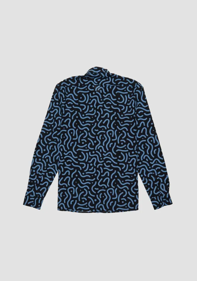 Shirts Men Antony Morato Regular Fit 034Barcelona034 Straight Cut Shirt In Patterned Viscose Blend Black