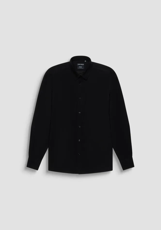 Shirts Men Antony Morato Regular Fit 034Napoli034 Shirt In Black SoftHand Viscose Blend Black