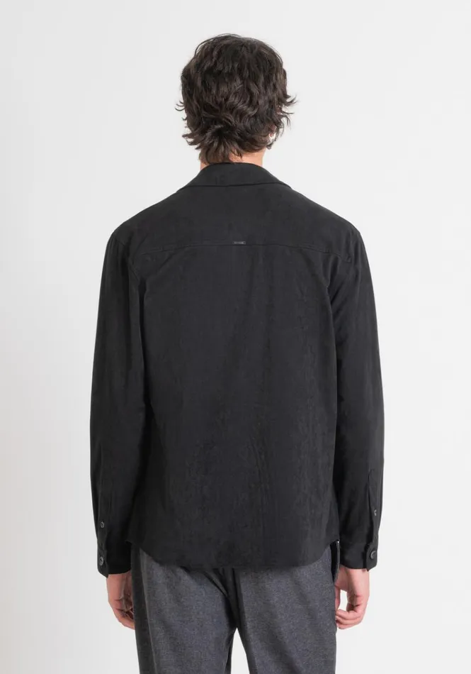 Shirts Men Antony Morato Regular Fit Shirt Straight Cut In SuedeEffect Fabric Black