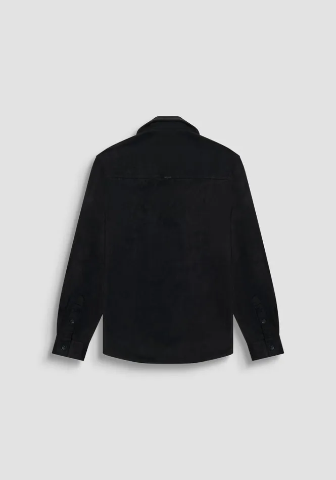 Shirts Men Antony Morato Regular Fit Shirt Straight Cut In SuedeEffect Fabric Black