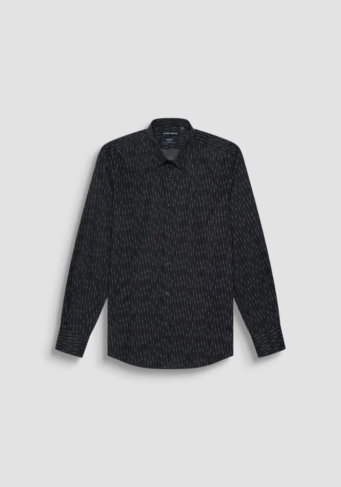 Shirts Men Antony Morato Slim Fit 034Napoli034 Shirt In Blue Cotton With Micro Pattern Black