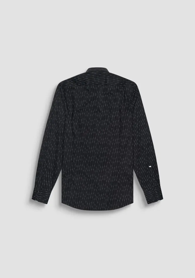 Shirts Men Antony Morato Slim Fit 034Napoli034 Shirt In Blue Cotton With Micro Pattern Black