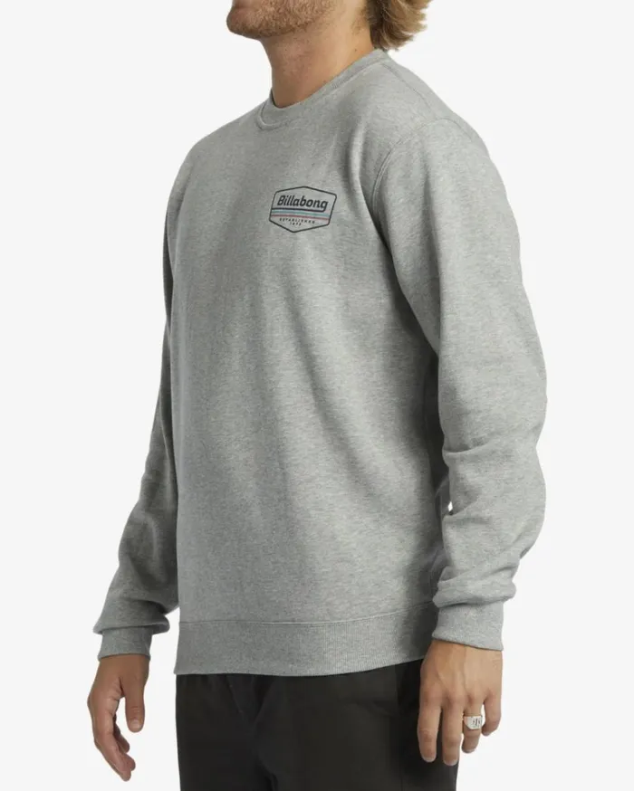 Shorebird Crew Sweatshirt Grey Heather Men Billabong Hoodies and Fleece
