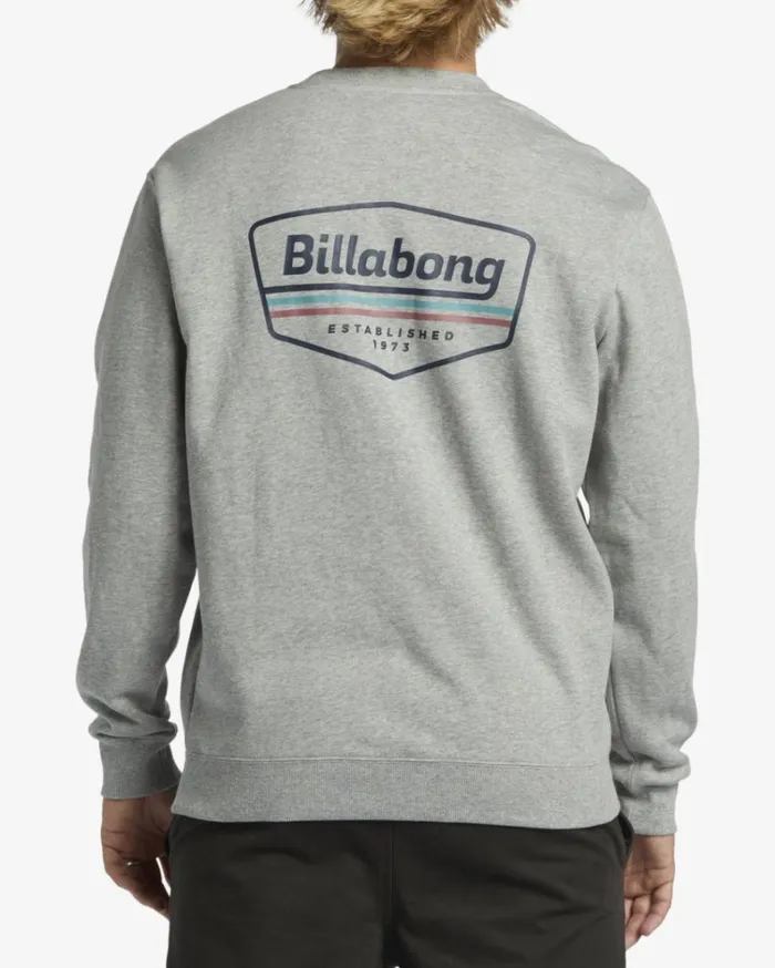 Shorebird Crew Sweatshirt Grey Heather Men Billabong Hoodies and Fleece