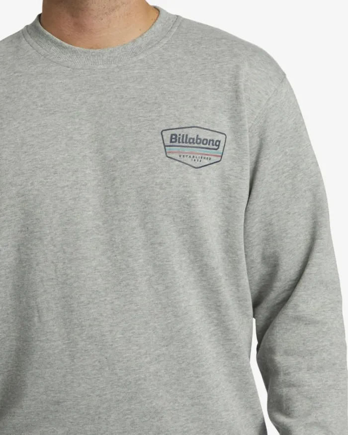 Shorebird Crew Sweatshirt Grey Heather Men Billabong Hoodies and Fleece