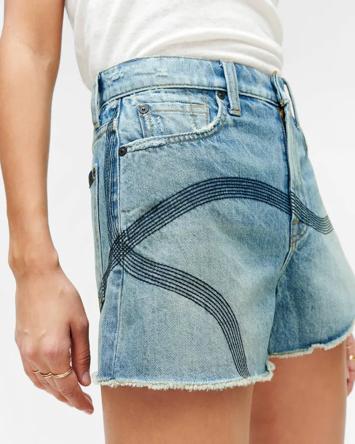 Shorts and Skirts Women 7 For All Mankind High Waist Short With Embroidery In Topanga Topanga