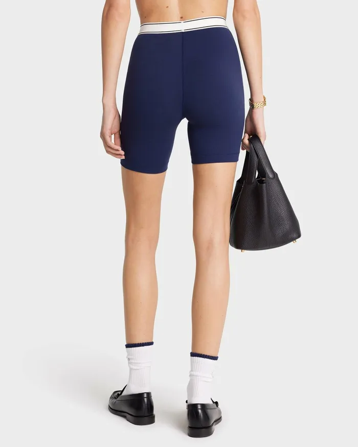 Shorts Women Sporty and Rich Serif Logo Biker Short 8211 Navy