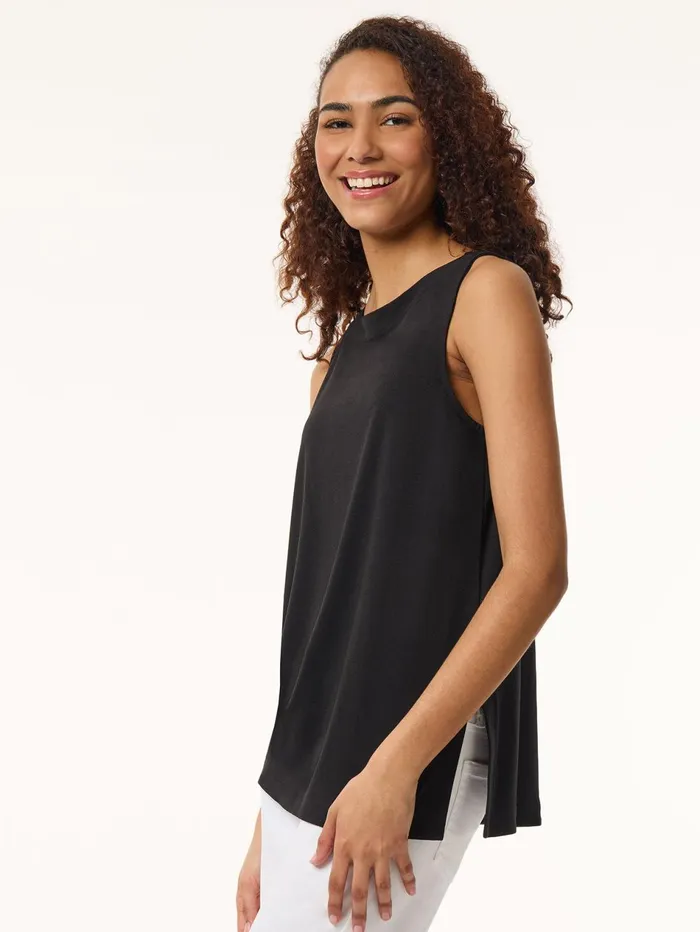 Side Slit Sleeveless Tunic Moss Crepe Women Jones New York Sale Side Slit Sleeveless Tunic Moss Crepe Women Jones New York Sale